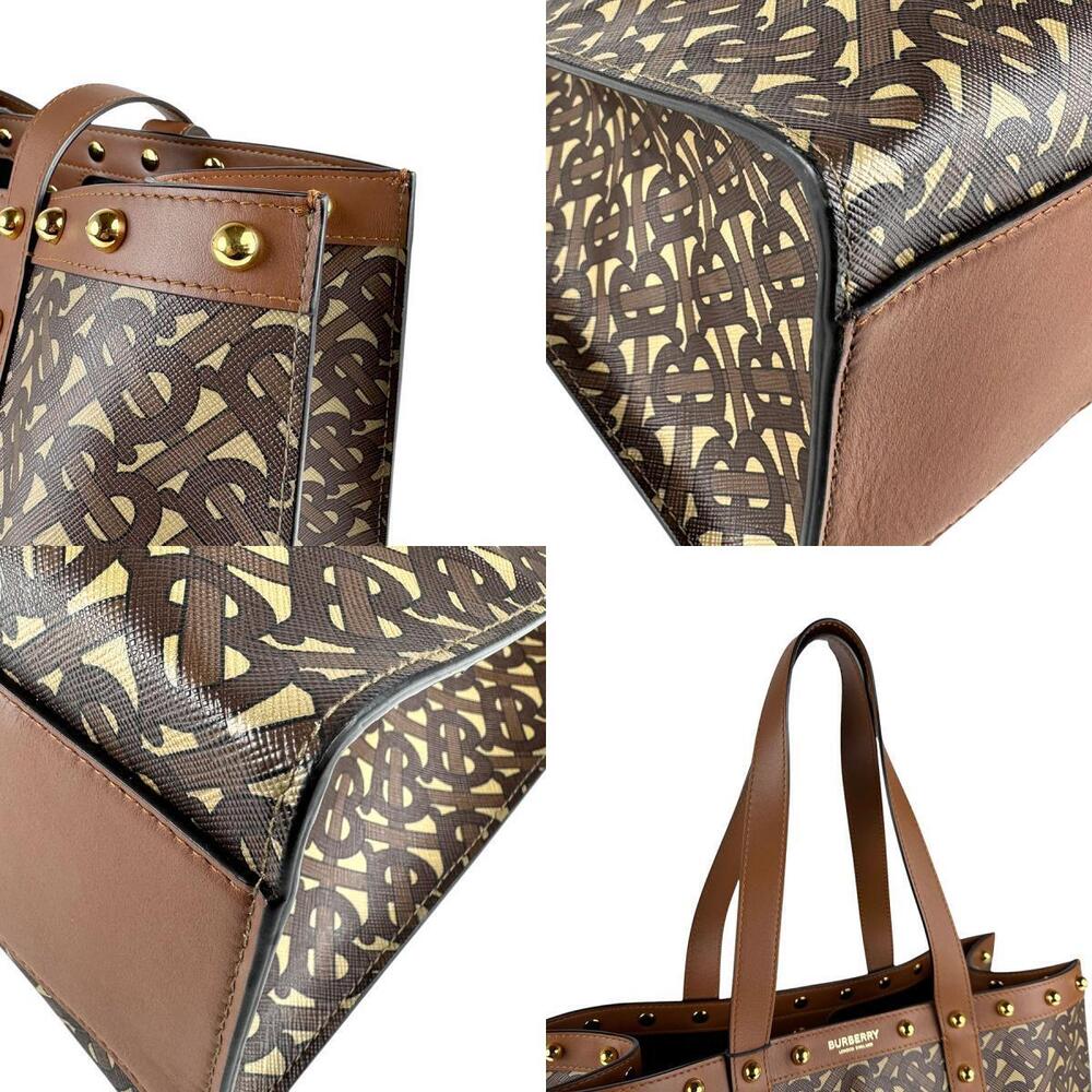 Burberry Tote Bag Shoulder Leather Brown Gold - Picture 4 of 4